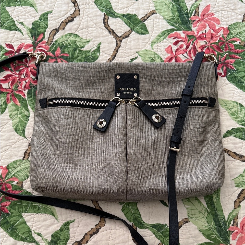 Henri Bendel Tweed and Leather Jetsetter Crossbody Bag